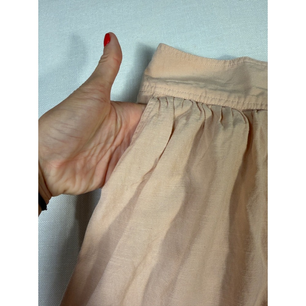 Gap Women Peach Beige Rayon Cotton Blend Gathered Midi Skirt with Pockets Size 8 - Picture 4 of 8